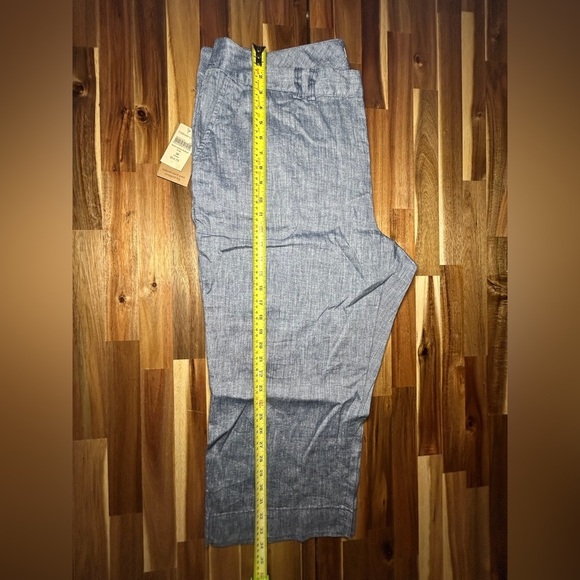 Coldwater Creek Wide Leg Cropped Button Zipper Mid Blue Linen Blend Pants Sz 20 - Picture 8 of 12